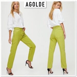 Agolde Vibrant Green High-Rise Jeans - 27